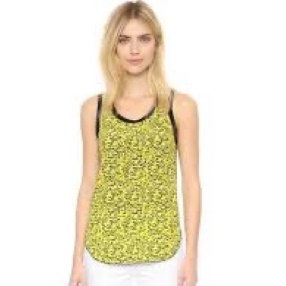 Rag & Bone Yellow Black Silk Tank Top Sleeveless Blouse Women’s Medium